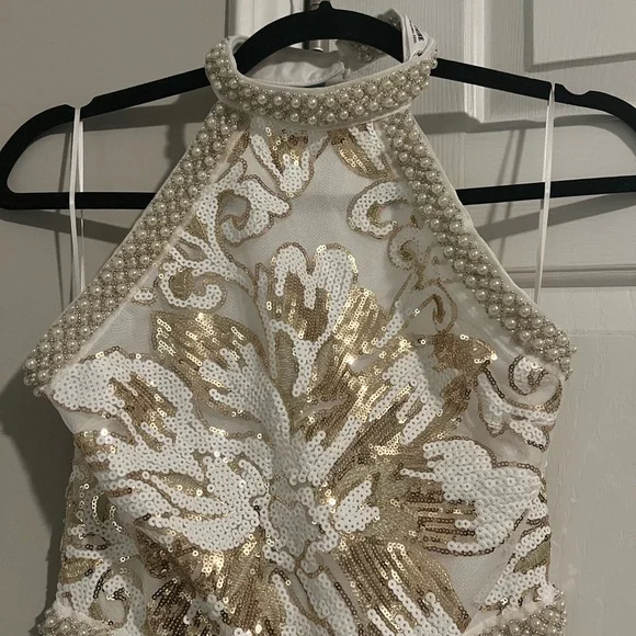 Like Gold Dust White Sequin Fringe Dress 12th Tribe - Picture 4 of 8